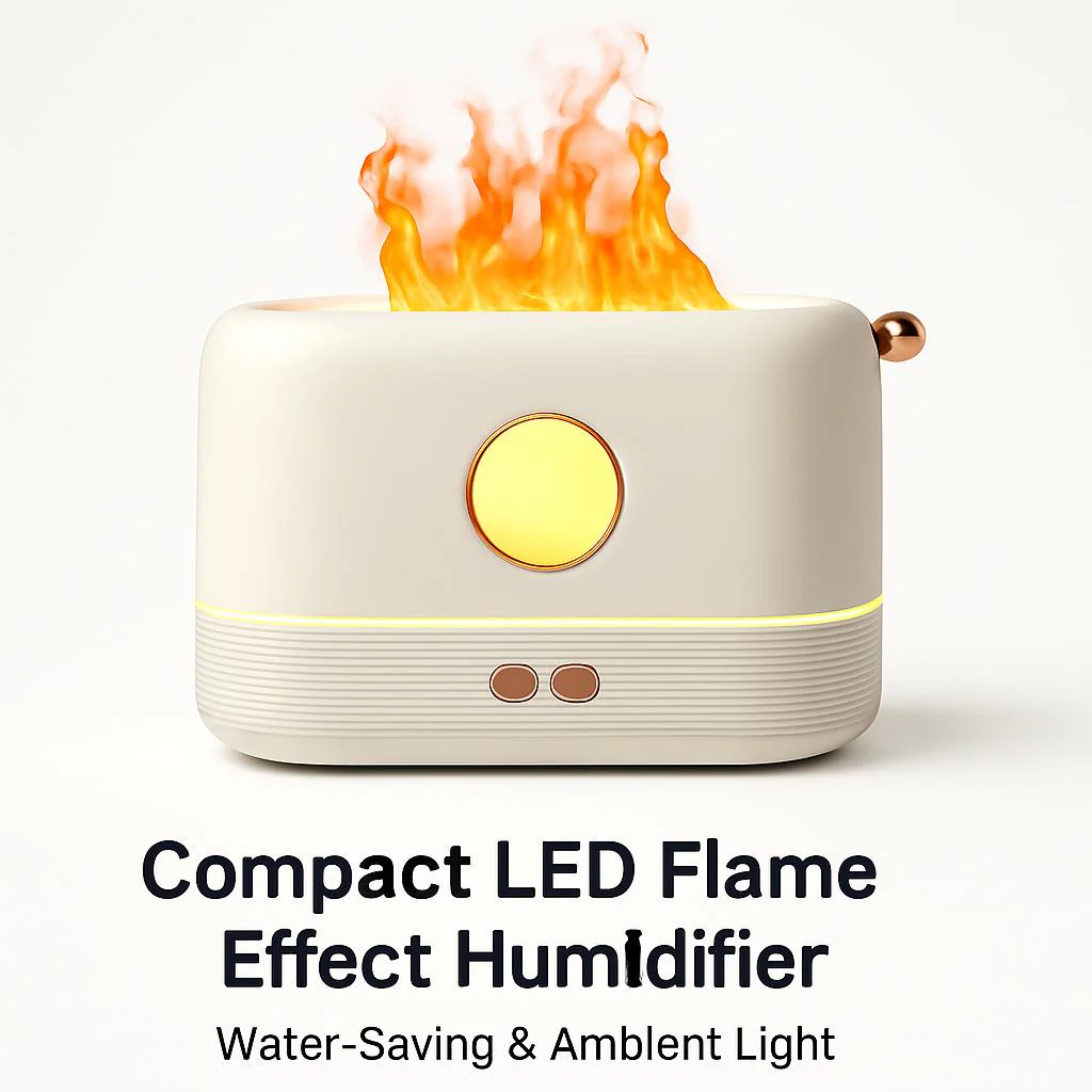 Compact LED Flame Effect Humidifier - Water-Saving & Ambient Light - Image 2