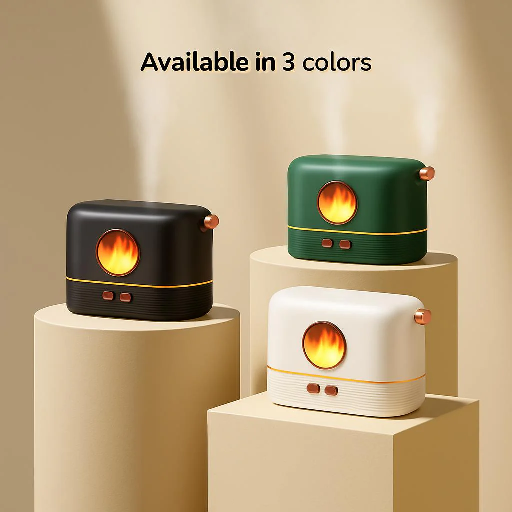 Compact LED Flame Effect Humidifier - Water-Saving & Ambient Light - Image 3