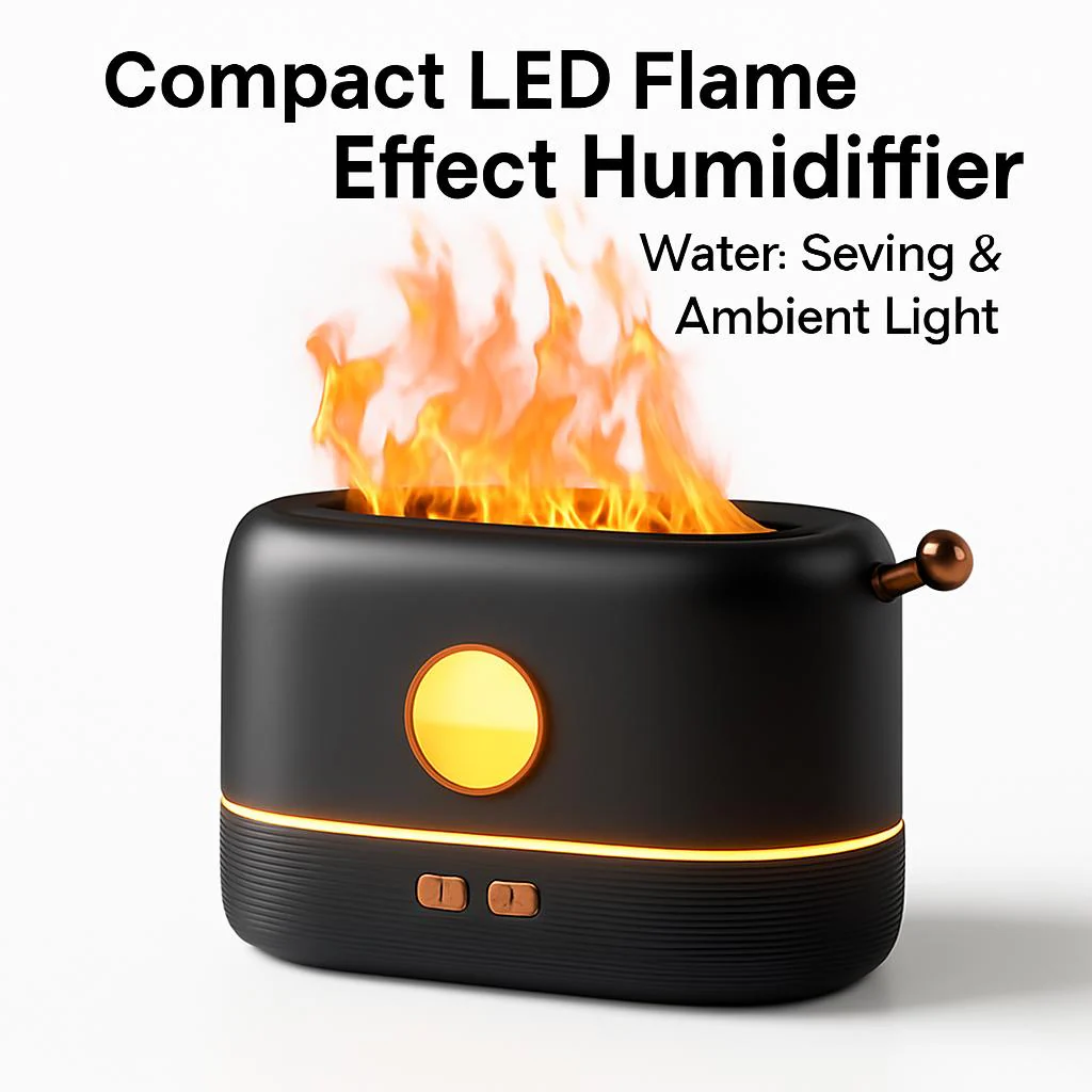 Compact LED Flame Effect Humidifier - Water-Saving & Ambient Light - Image 4