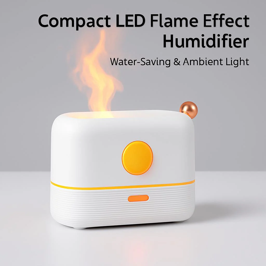 Compact LED Flame Effect Humidifier - Water-Saving & Ambient Light - Image 5