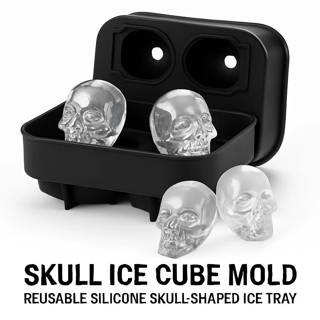 Skull Ice Cube Mold - Reusable Silicone Skull-Shaped Ice Tray - Image 4