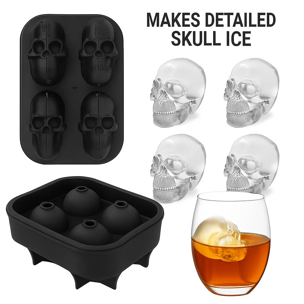 Skull Ice Cube Mold - Reusable Silicone Skull-Shaped Ice Tray - Image 6
