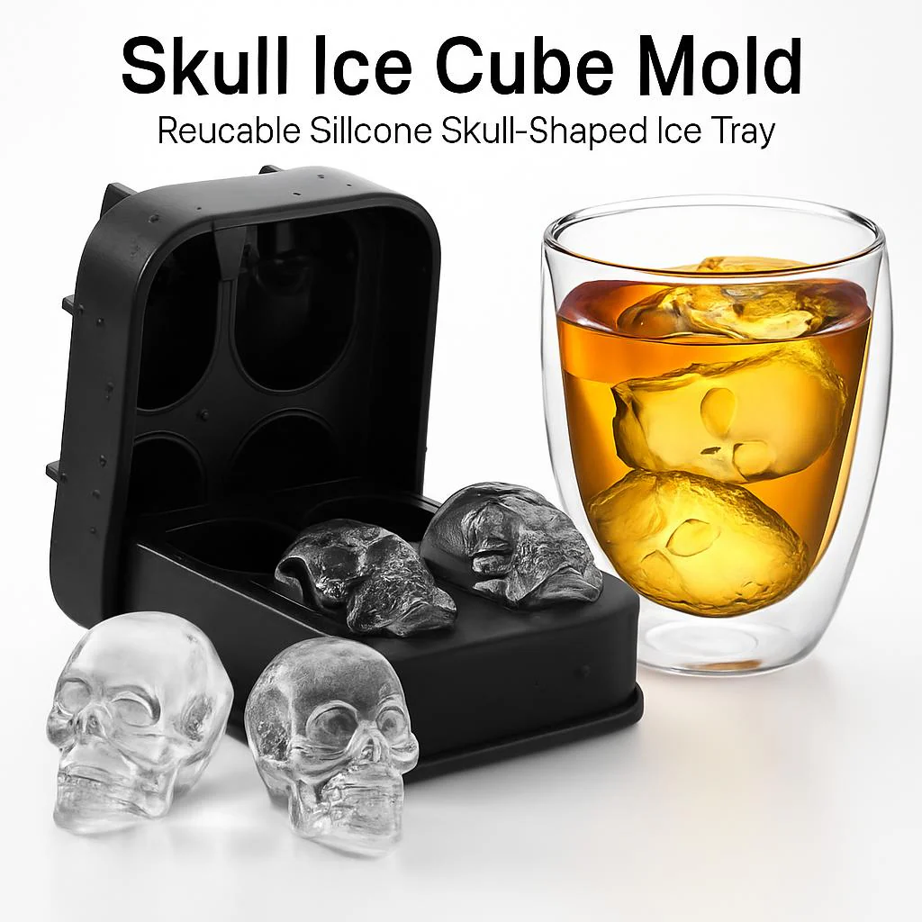Skull Ice Cube Mold - Reusable Silicone Skull-Shaped Ice Tray - Image 7