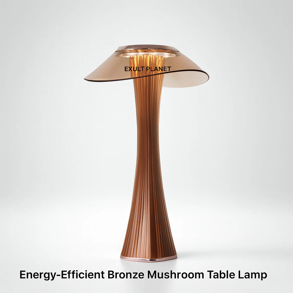 Eco-Friendly Bronze Mushroom Table Lamp