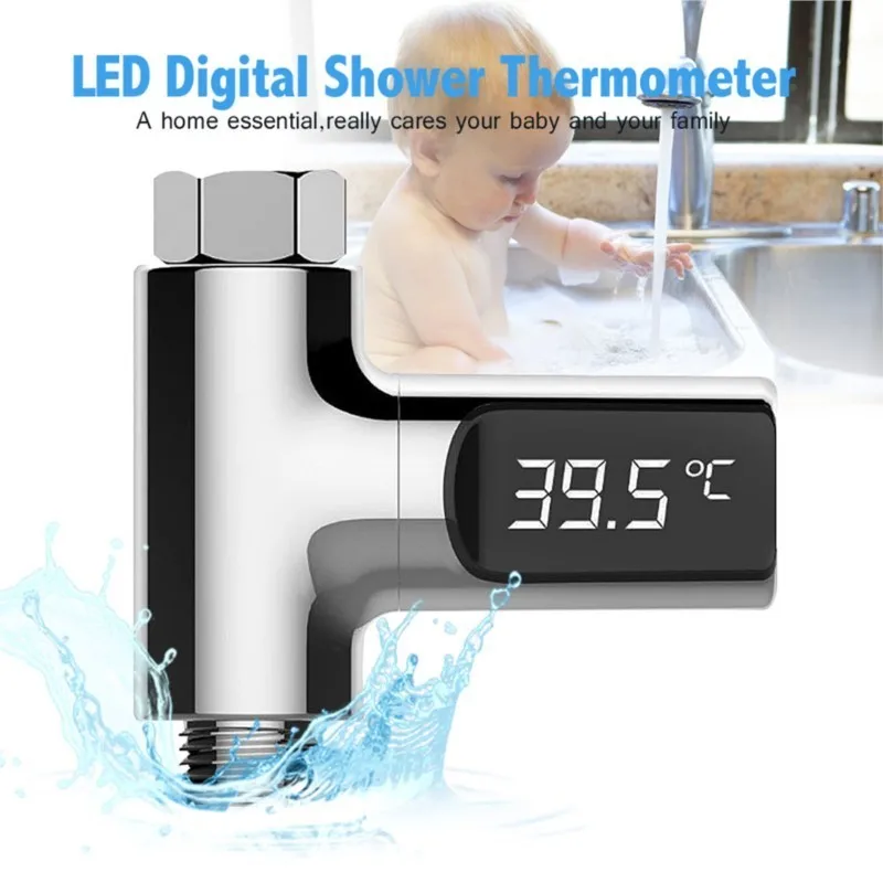 Smart LED Digital Shower Thermometer Kitchen Bathroom Faucet Shower Water Thermometer 360° Rotating Water Flow Power Generation - Image 3