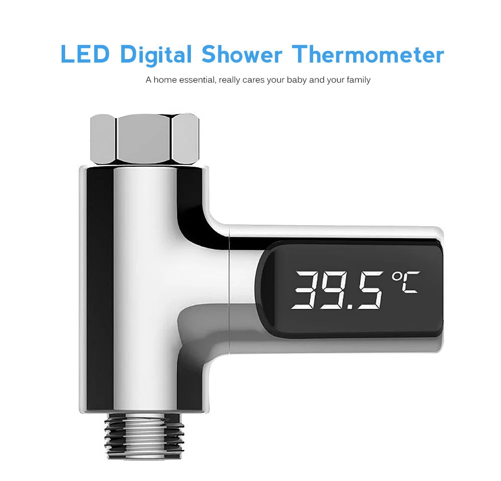 Smart LED Digital Shower Thermometer Kitchen Bathroom Faucet Shower Water Thermometer 360° Rotating Water Flow Power Generation - Image 7