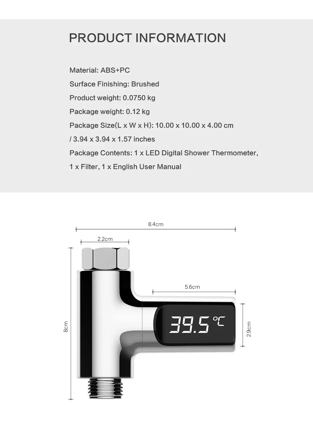 Smart LED Digital Shower Thermometer Kitchen Bathroom Faucet Shower Water Thermometer 360° Rotating Water Flow Power Generation - Image 9