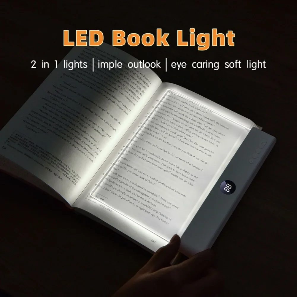 Smart LED Flat Panel Book Light Rechargeable Eye Protection Night Reading Reading Lamp For Students Indoor Use 2In1 Night Light - Image 18