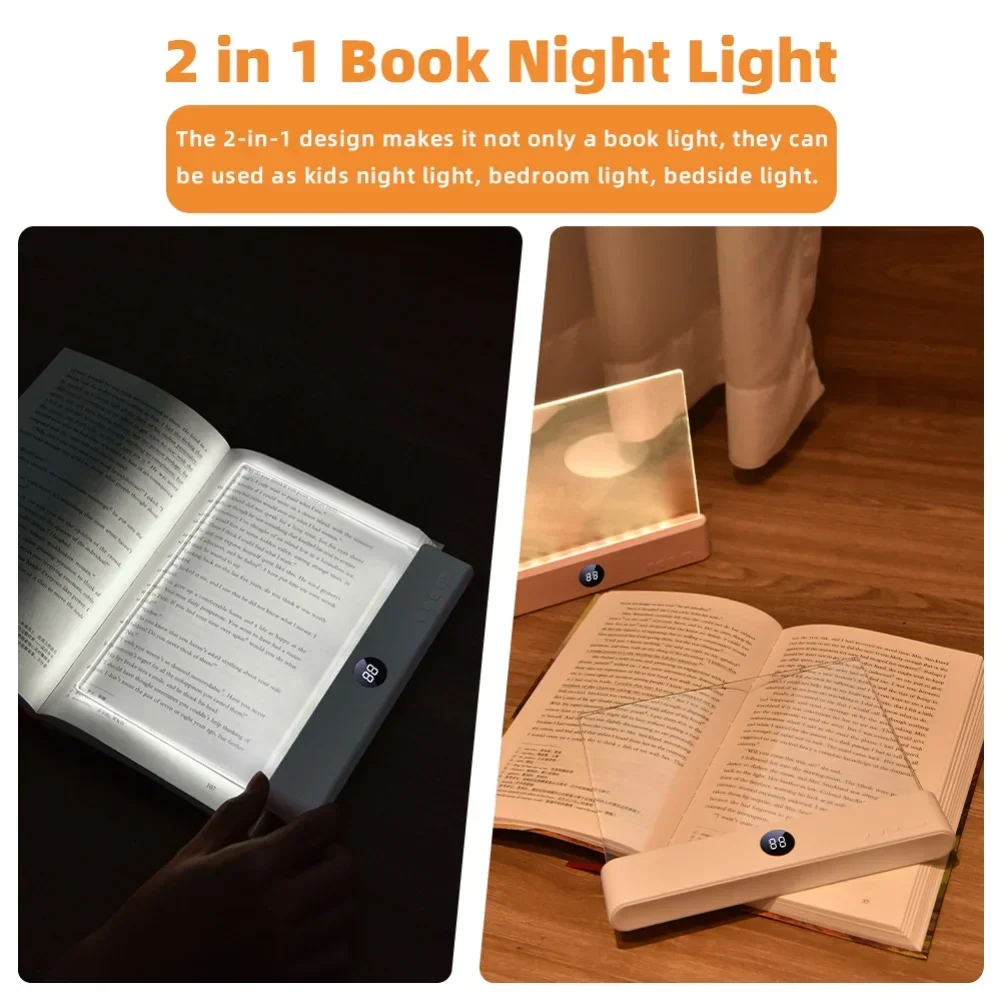 Smart LED Flat Panel Book Light Rechargeable Eye Protection Night Reading Reading Lamp For Students Indoor Use 2In1 Night Light - Image 4