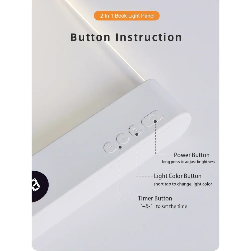 Smart LED Flat Panel Book Light Rechargeable Eye Protection Night Reading Reading Lamp For Students Indoor Use 2In1 Night Light - Image 5