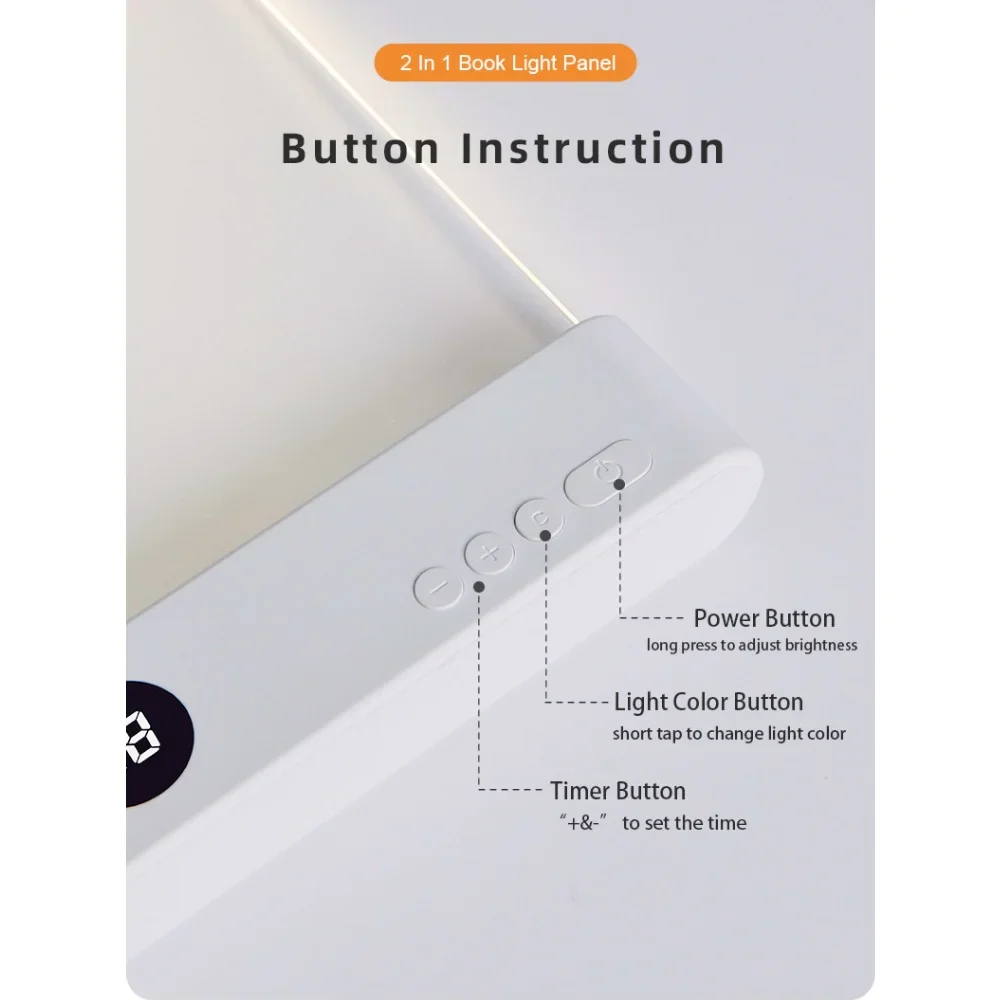 Smart LED Flat Panel Book Light Rechargeable Eye Protection Night Reading Reading Lamp For Students Indoor Use 2In1 Night Light - Image 9