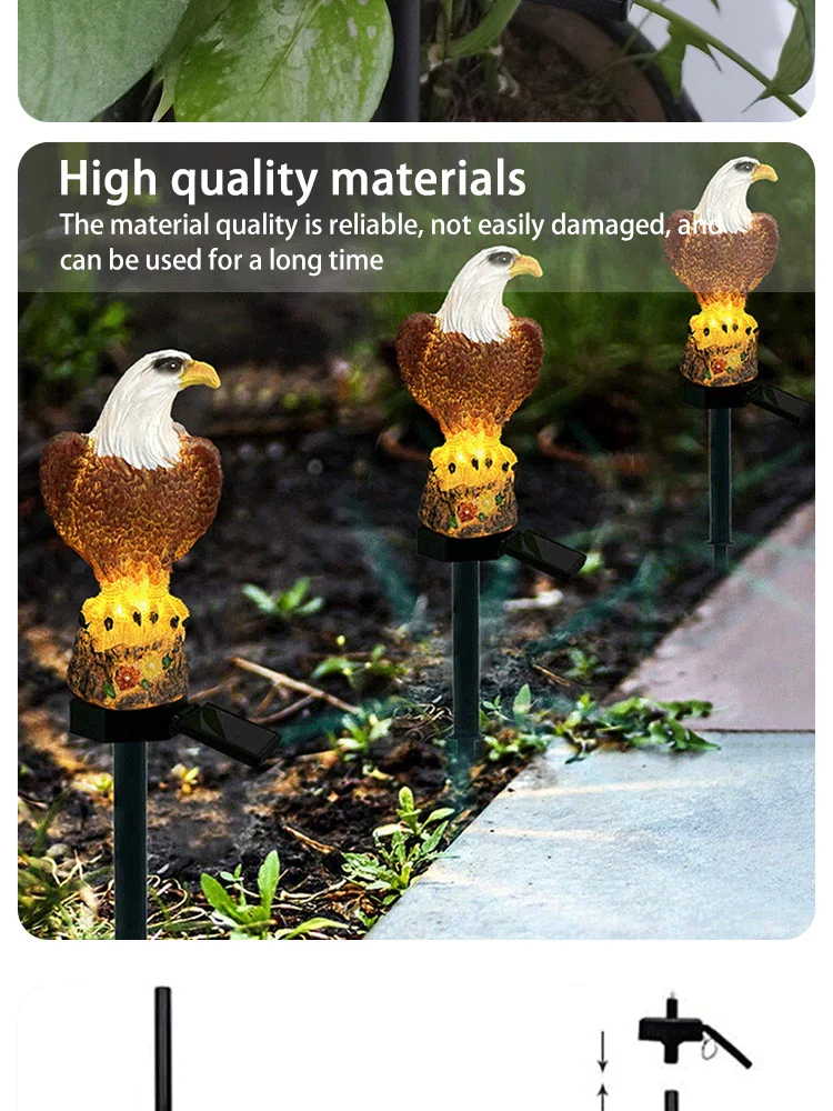 Solar Resin Eagle Lawn Lamp, Outdoor LED Ground Lamp, Patio Decorative Lamp, Garden Lawn Decorative Lamps - Image 12
