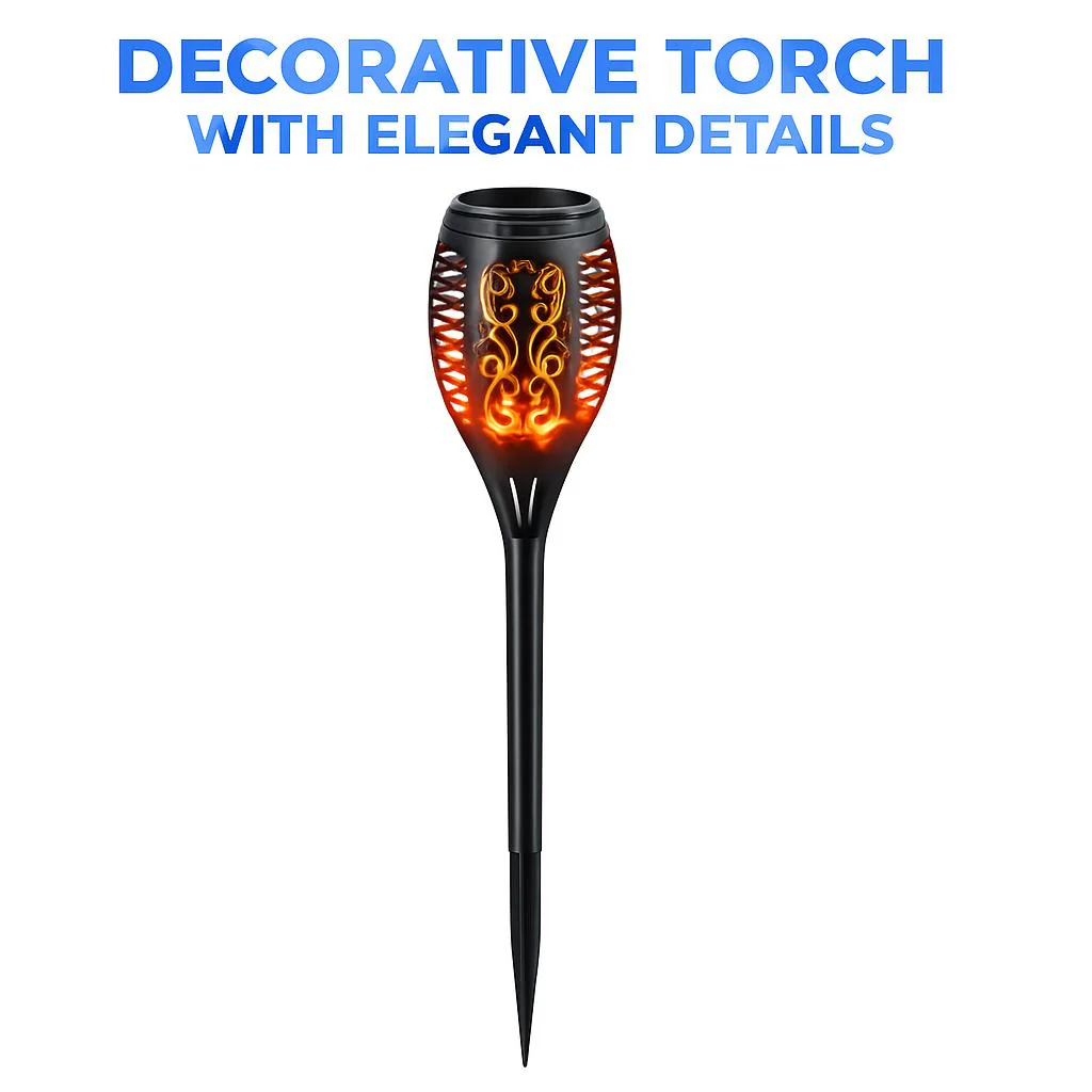 Solar-Powered Outdoor Torch Light with Decorative Cutouts - Image 5