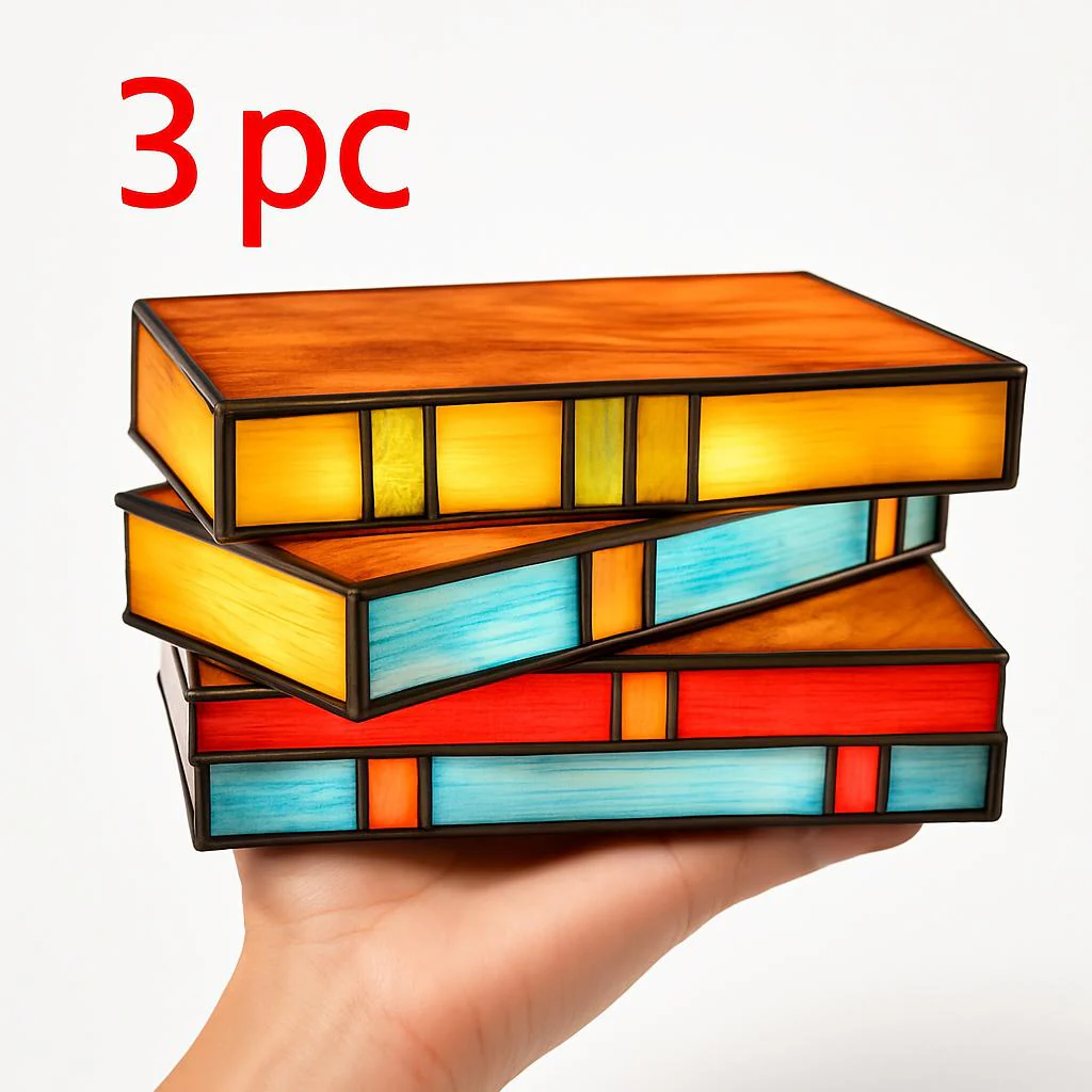 Multicolored Stained Glass Book Lamp - Artistic & Eco-Friendly Table Lighting - Image 11