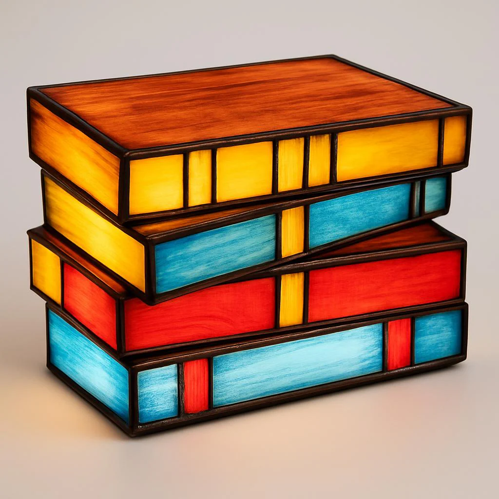 Multicolored Stained Glass Book Lamp - Artistic & Eco-Friendly Table Lighting - Image 6