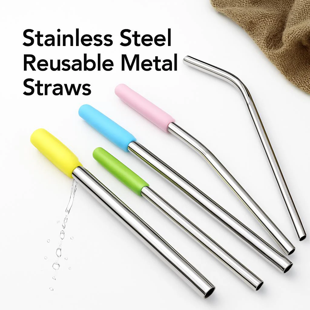 Eco-Friendly Stainless Steel Reusable Metal Straws with Cleaning Brushes - Image 10