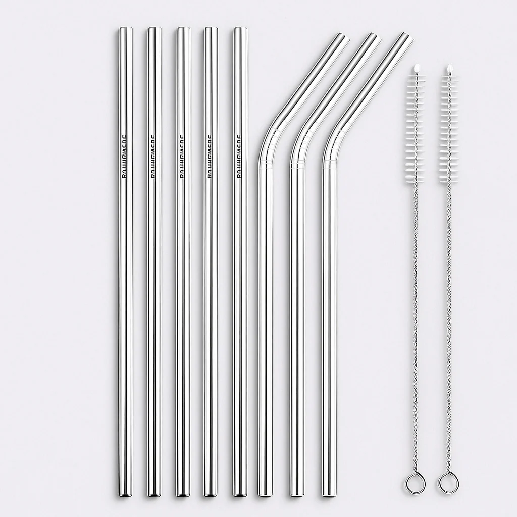 Eco-Friendly Stainless Steel Reusable Metal Straws with Cleaning Brushes - Image 13