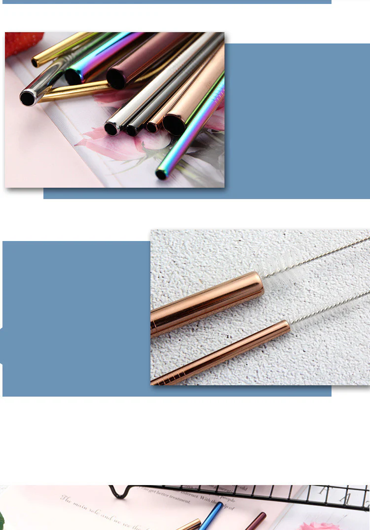Eco-Friendly Stainless Steel Reusable Metal Straws with Cleaning Brushes - Image 17