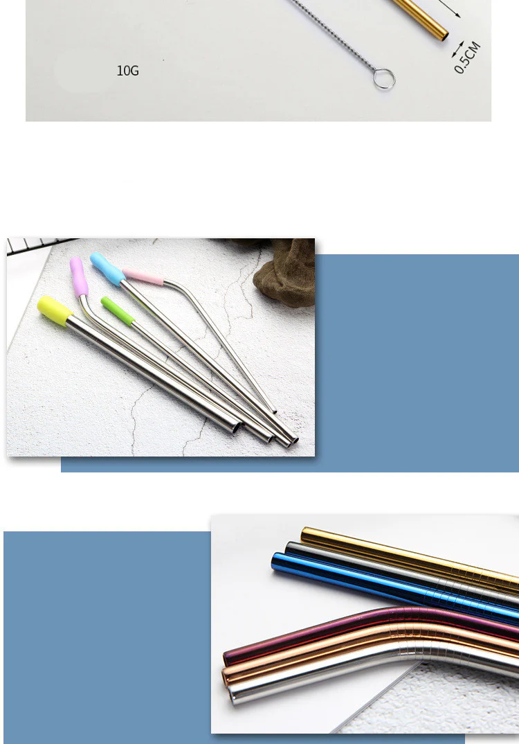 Eco-Friendly Stainless Steel Reusable Metal Straws with Cleaning Brushes - Image 23