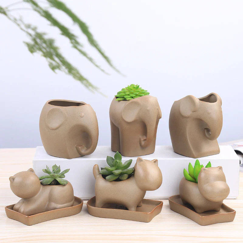 Eco-Friendly Elephant and Cat Succulent Planters - Image 11