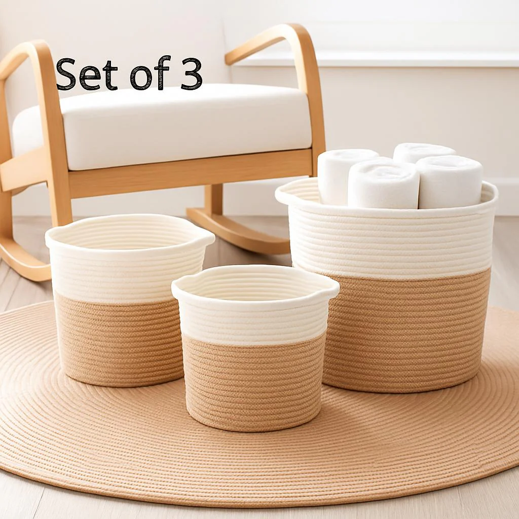Eco-Friendly Hand Woven Storage Basket for Clothes & Toys - Image 2