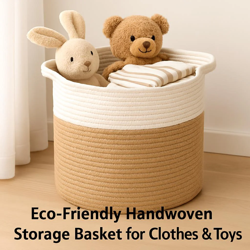 Eco-Friendly Hand Woven Storage Basket for Clothes & Toys - Image 4