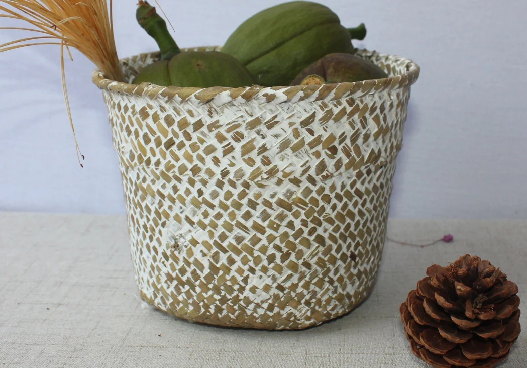 Natural Beige Woven Storage Basket for Plants & Decor - Image 11