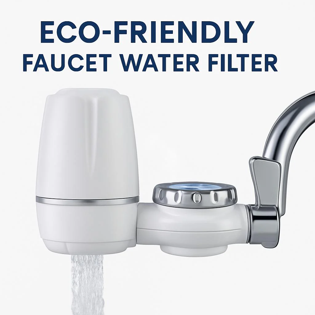 Eco-Friendly Faucet Water Filter with Chrome Accents - Image 3