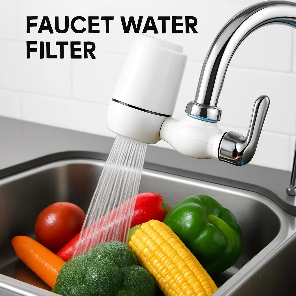 Eco-Friendly Faucet Water Filter with Chrome Accents - Image 6