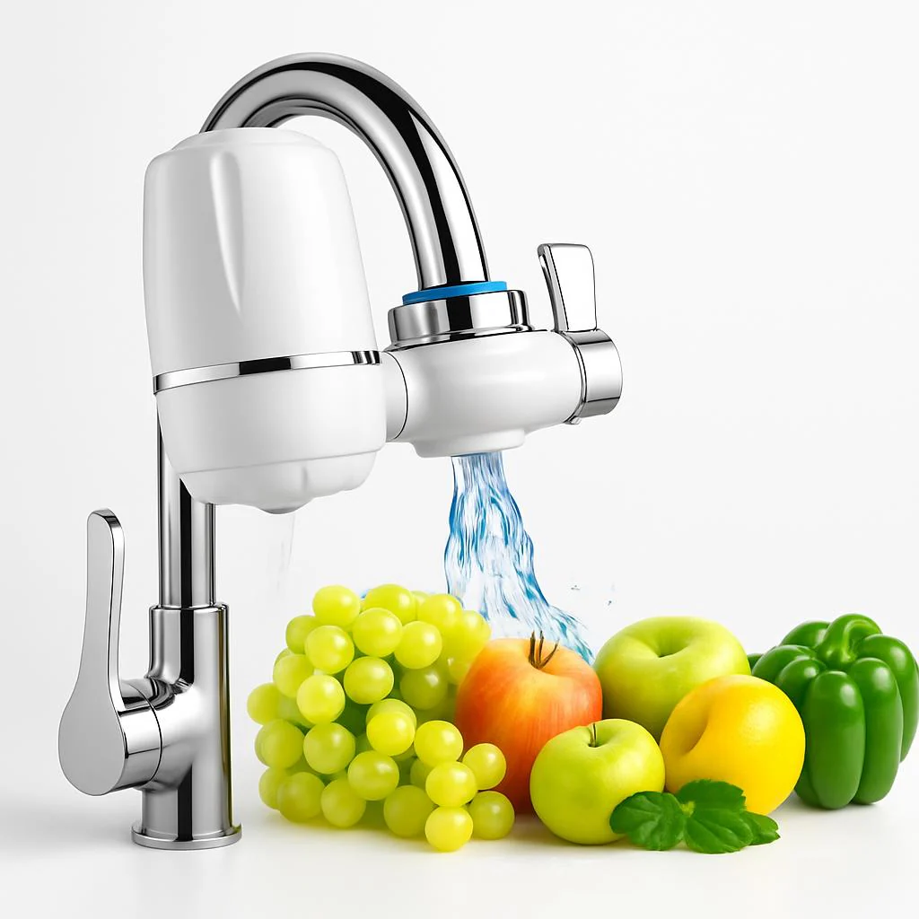 Eco-Friendly Faucet Water Filter with Chrome Accents - Image 7