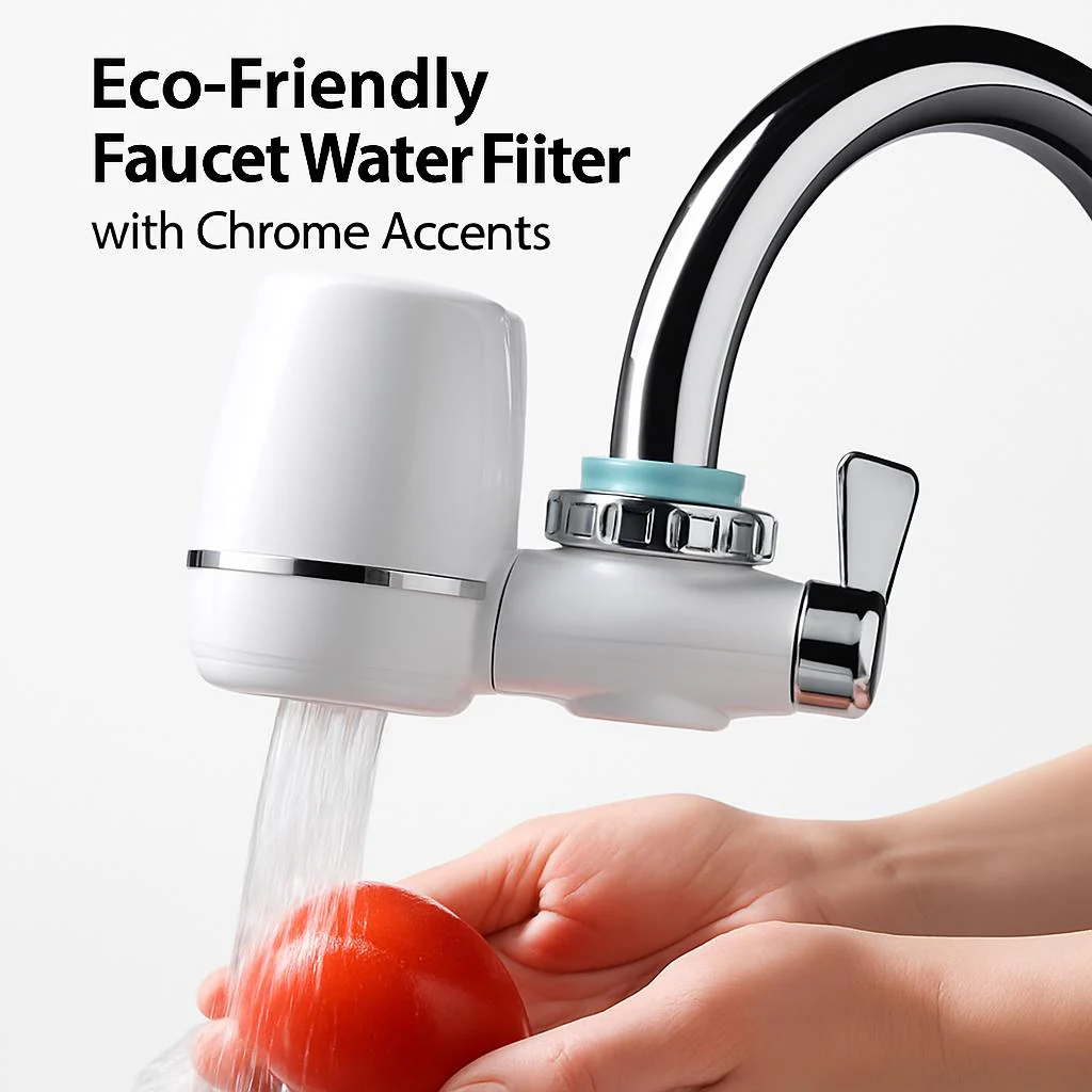 Eco-Friendly Faucet Water Filter with Chrome Accents - Image 8