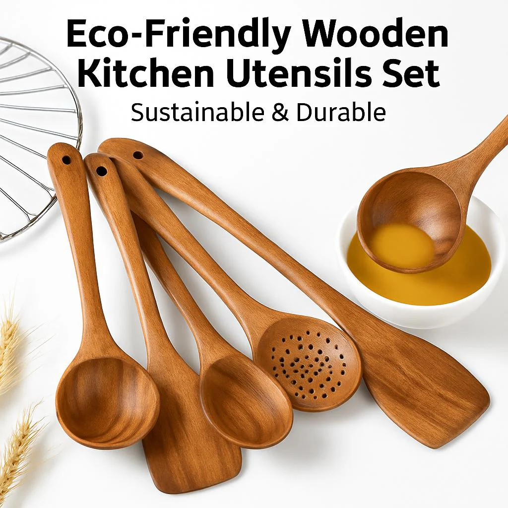 Eco-Friendly Wooden Kitchen Utensils Set - Sustainable & Durable - Image 12