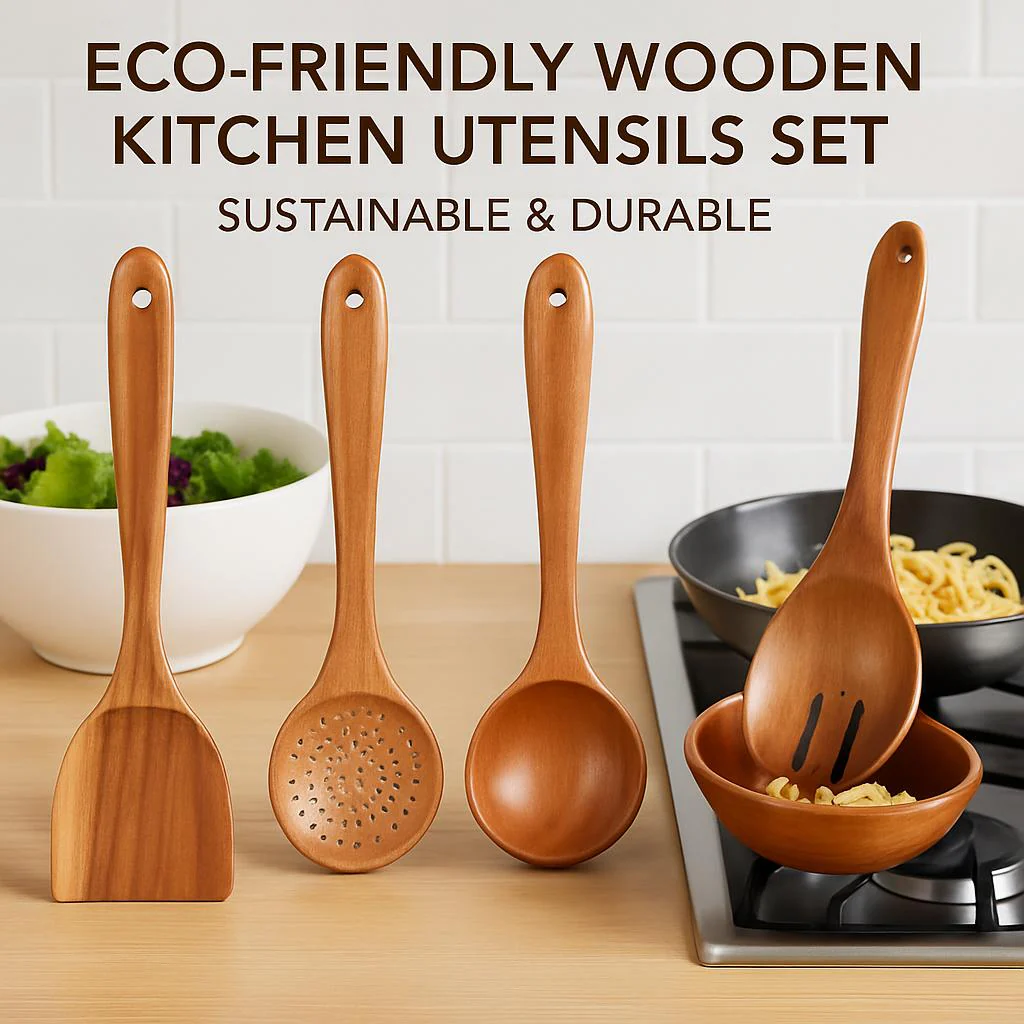 Eco-Friendly Wooden Kitchen Utensils Set - Sustainable & Durable - Image 13