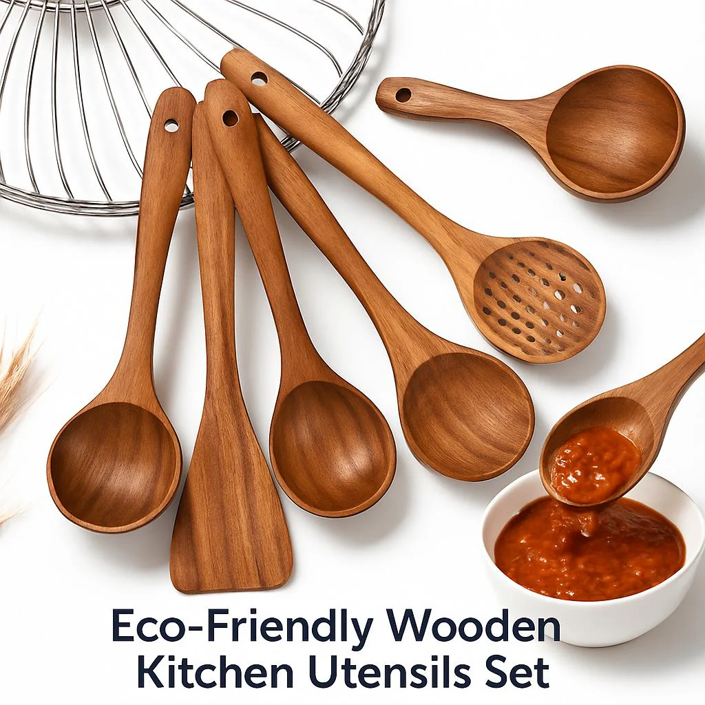 Eco-Friendly Wooden Kitchen Utensils Set - Sustainable & Durable - Image 5