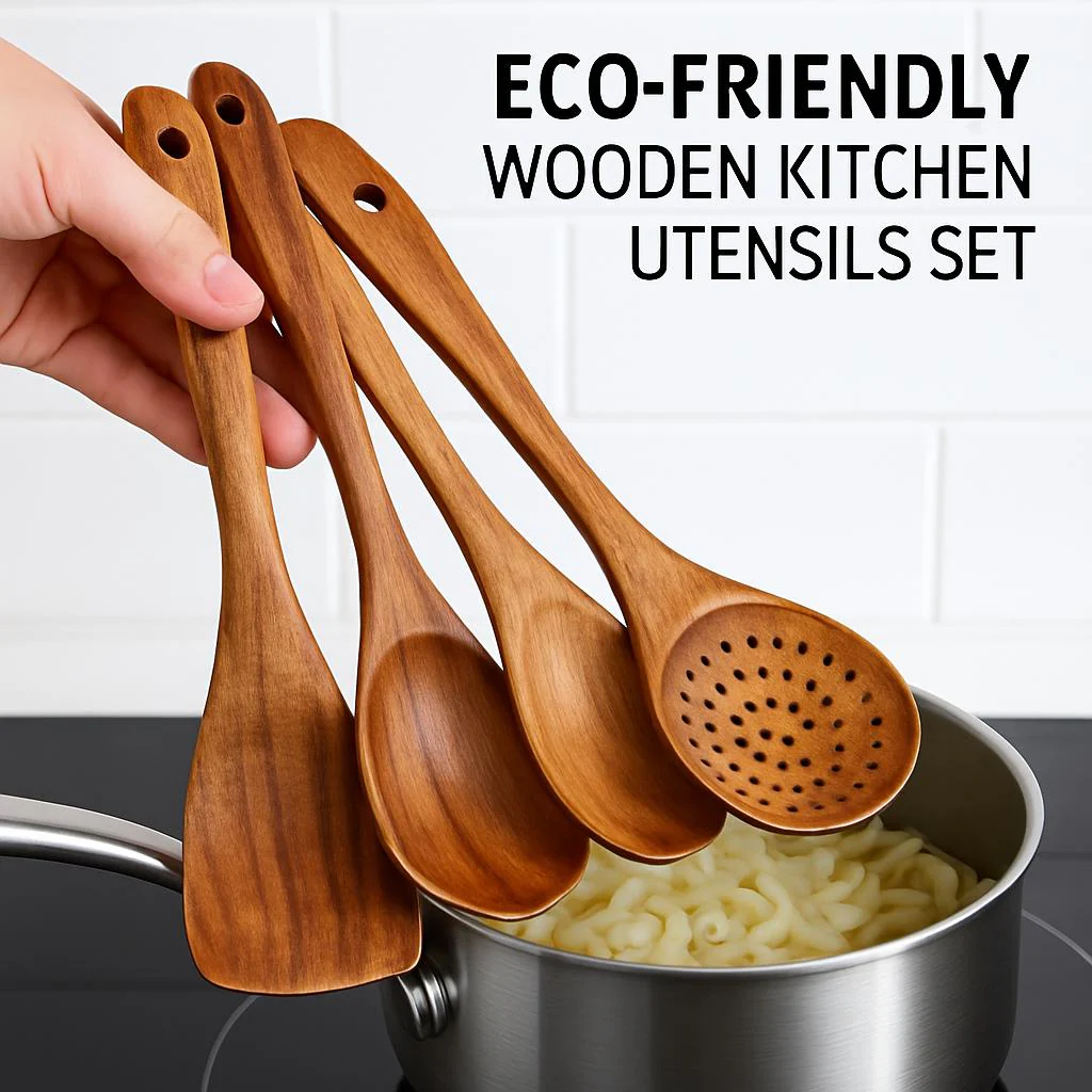Eco-Friendly Wooden Kitchen Utensils Set - Sustainable & Durable - Image 6