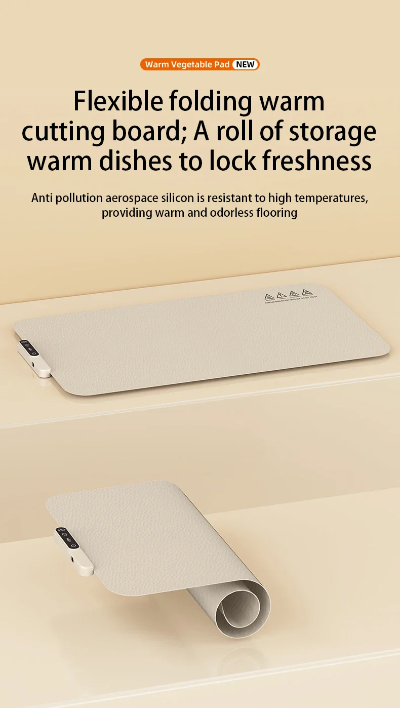 TINSOL Food Warmer Pad Foldable Silicone Heating Pad Portable Meal Cart Insulation Pad 8-Level Temperature Adjustment - Image 14