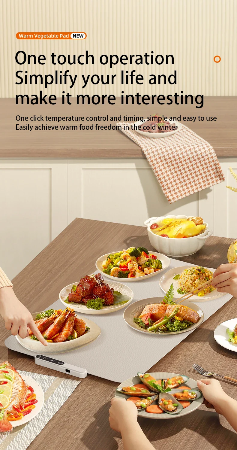 TINSOL Food Warmer Pad Foldable Silicone Heating Pad Portable Meal Cart Insulation Pad 8-Level Temperature Adjustment - Image 18