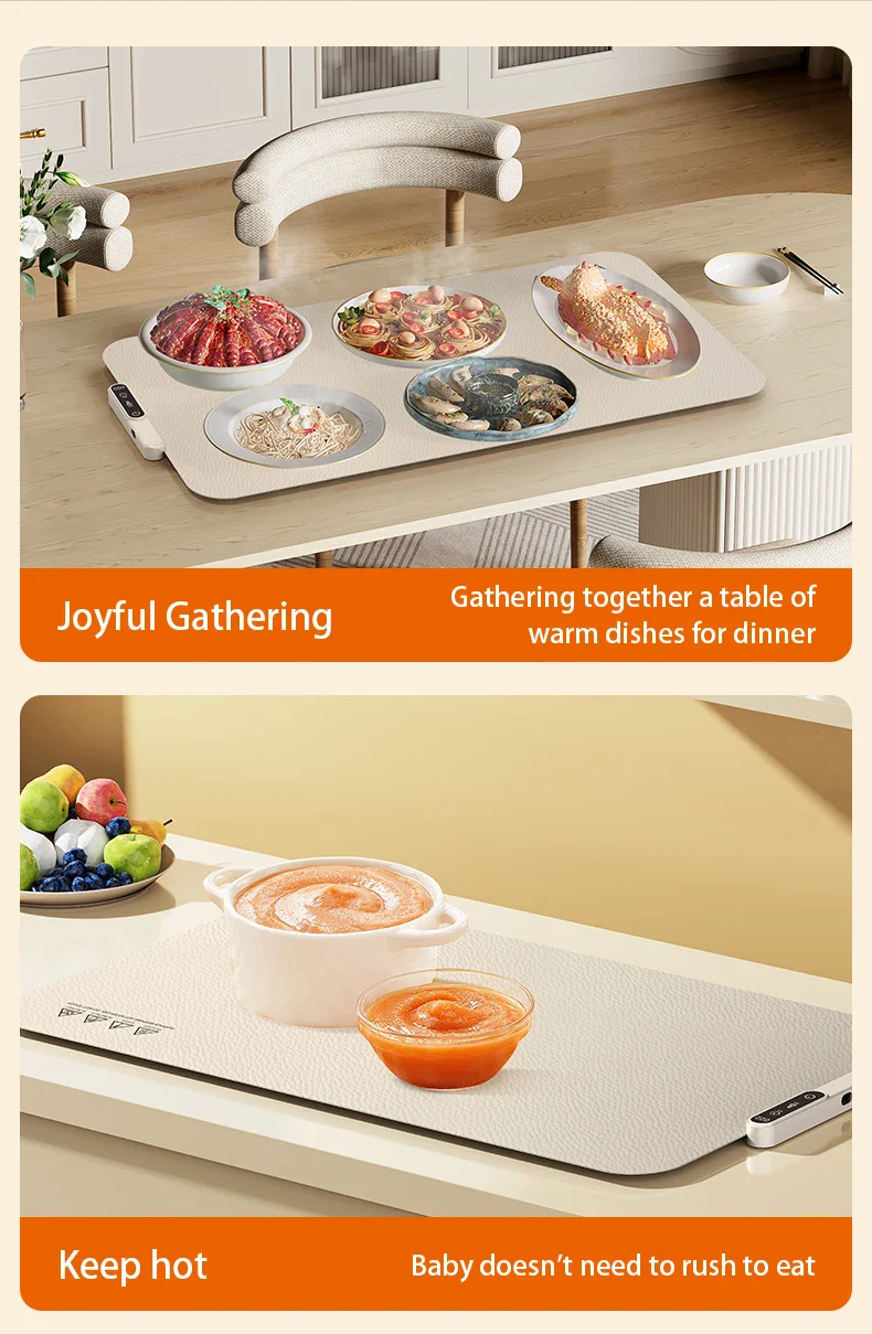 TINSOL Food Warmer Pad Foldable Silicone Heating Pad Portable Meal Cart Insulation Pad 8-Level Temperature Adjustment - Image 21