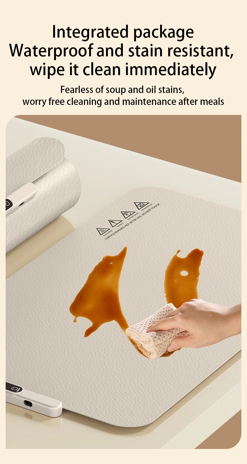 TINSOL Food Warmer Pad Foldable Silicone Heating Pad Portable Meal Cart Insulation Pad 8-Level Temperature Adjustment - Image 26