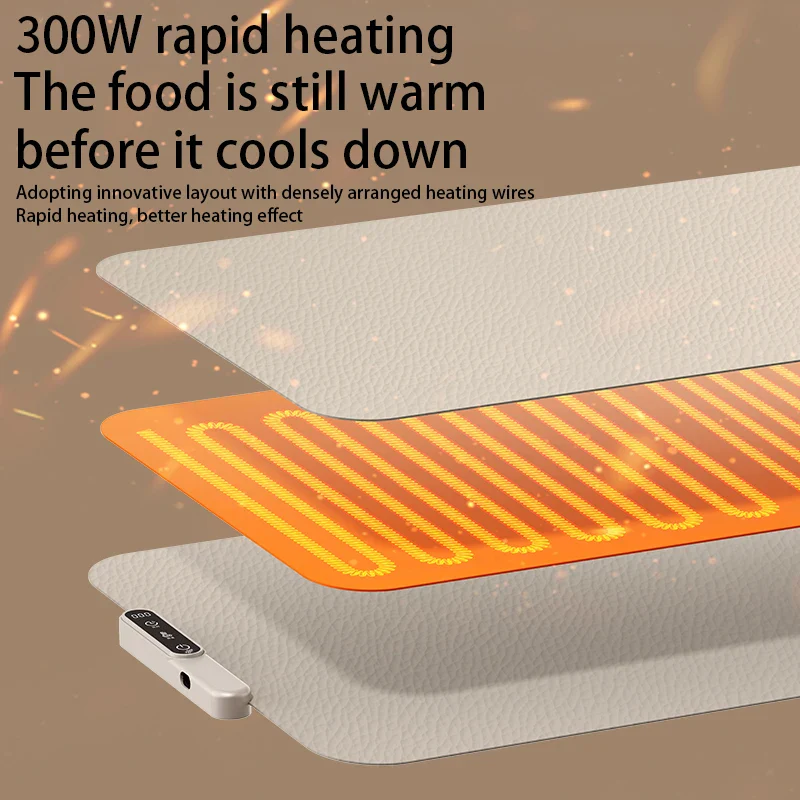 TINSOL Food Warmer Pad Foldable Silicone Heating Pad Portable Meal Cart Insulation Pad 8-Level Temperature Adjustment - Image 7