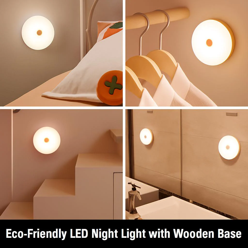 Eco-Friendly LED Night Light with Wooden Base - Image 4