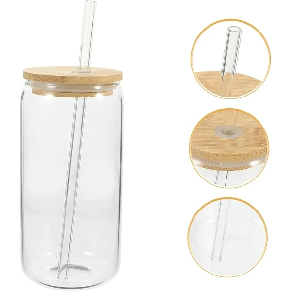 Eco-Friendly Glass Cup with Bamboo Lid & Straw - Image 11