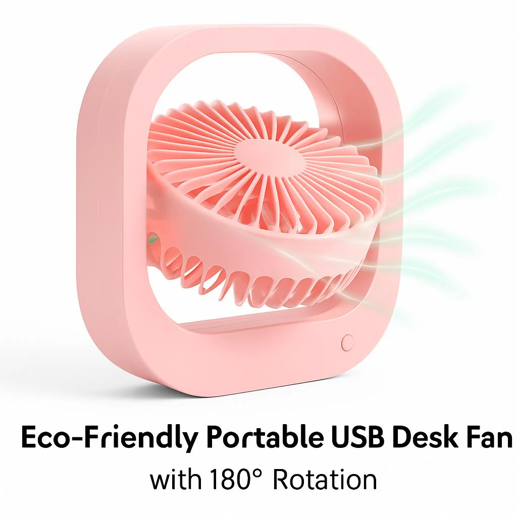 Eco-Friendly Portable USB Desk Fan with 180° Rotation - Image 2