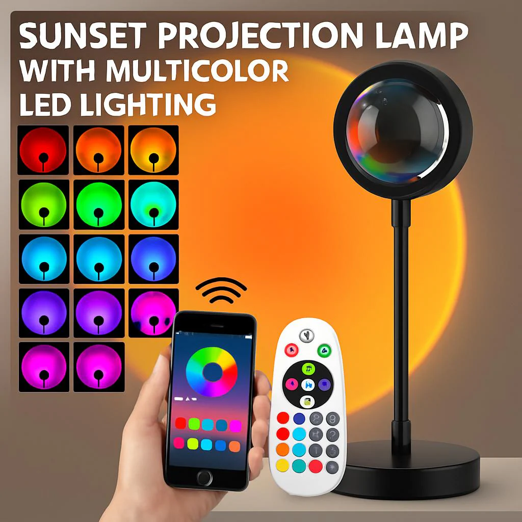 Sunset Projection Lamp with Multicolor LED Lighting - Image 2