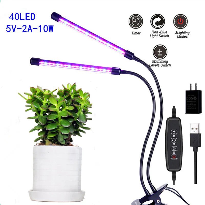 Dual-Head LED Grow Light for Indoor Plants - Energy Efficient & Flexible Design - Image 9