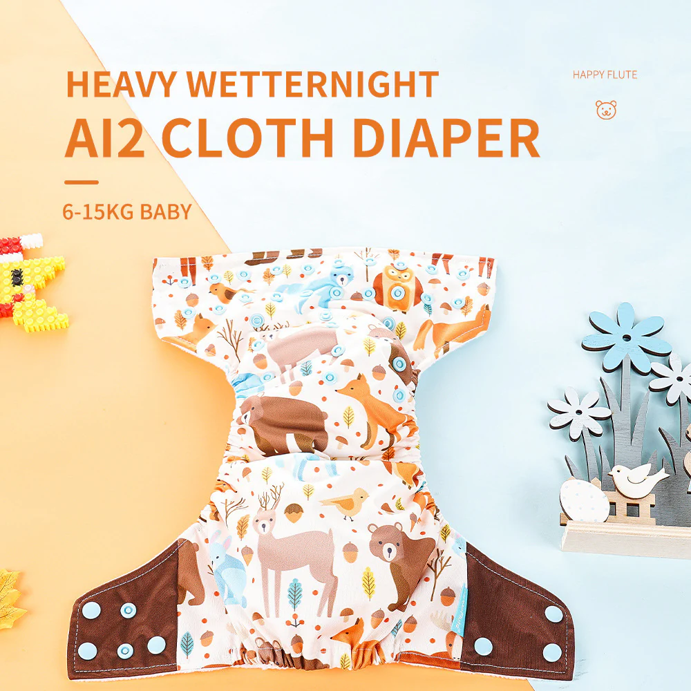 Eco-Friendly Reusable AI2 Cloth Diaper with Animal Patterns for Babies 6-15 kg - Image 16