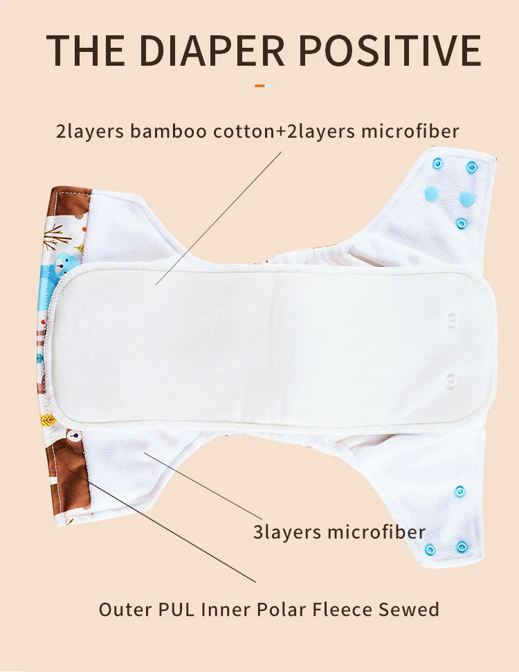 Eco-Friendly Reusable AI2 Cloth Diaper with Animal Patterns for Babies 6-15 kg - Image 19