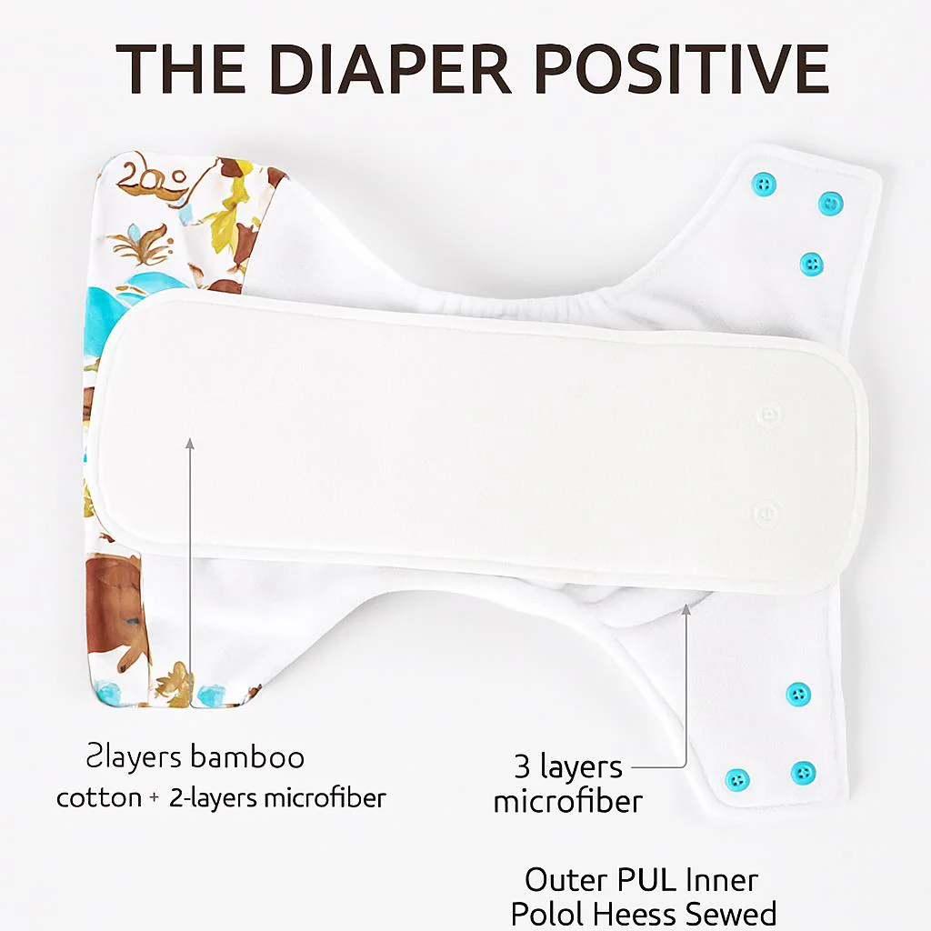 Eco-Friendly Reusable AI2 Cloth Diaper with Animal Patterns for Babies 6-15 kg - Image 5