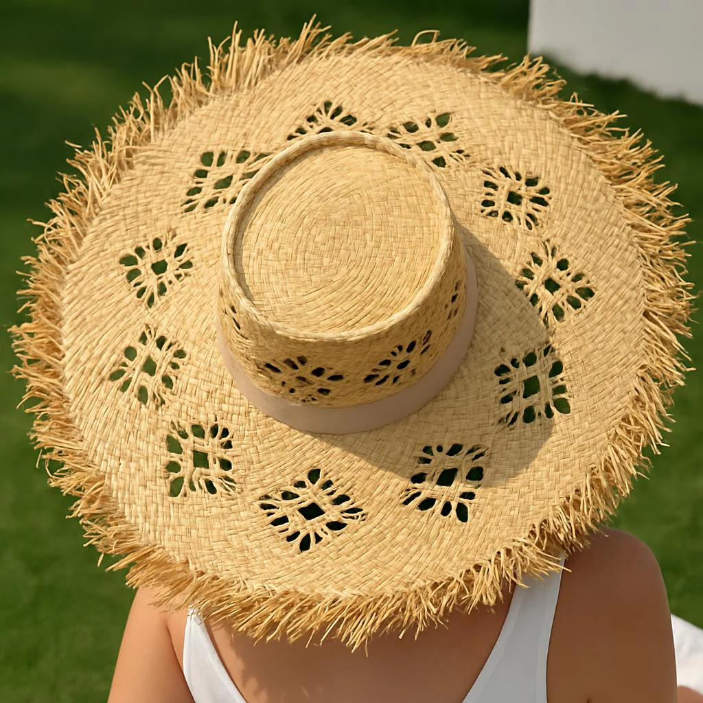 Eco-Friendly Wide-Brim Straw Sun Hat for Sustainable Sun Protection - Image 4