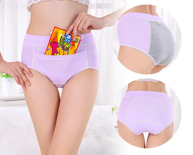 Eco-Friendly Period Pants - Light Blue with Pink Stitching - Image 12